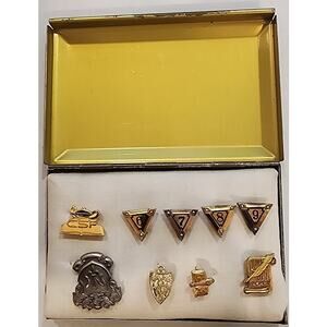 Vintage Academic Pin Set – 10K GF, Quill & Scroll, CSF 1974, RP + Case